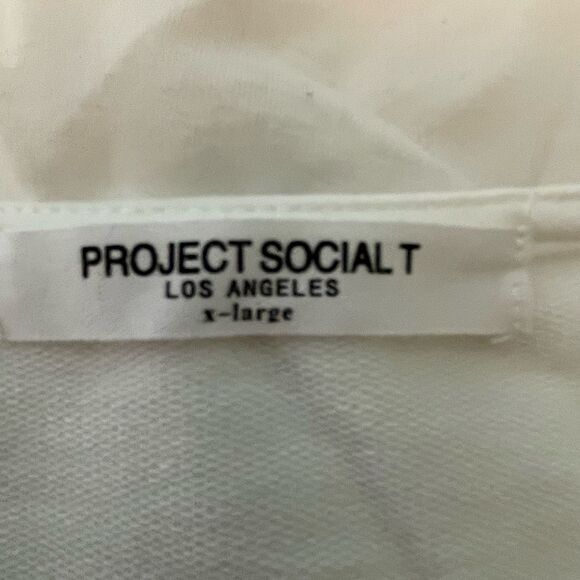 Project Social T Scoop Neck Tee White Jersey Knit Long Sleeve Top XL - Picture 4 of 5